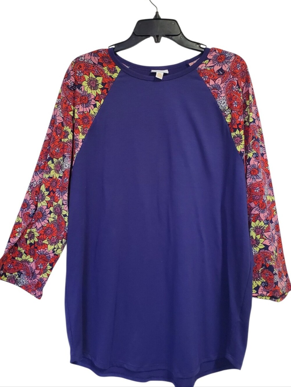 LulaRoe Women's Purple Top & Floral Sleeves Size 3XL